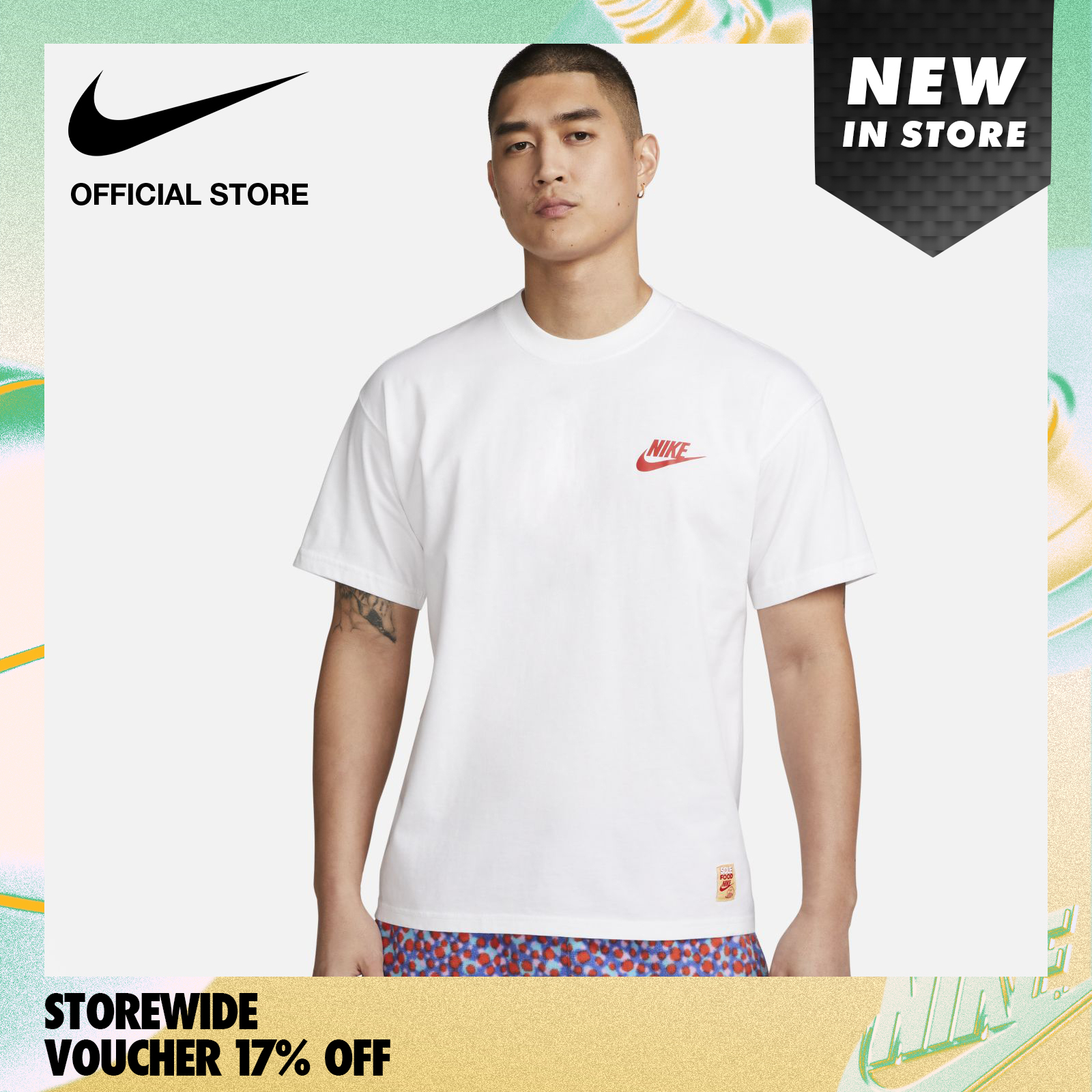 Nike Men's Sportswear M90 Sole Food T-Shirt - White