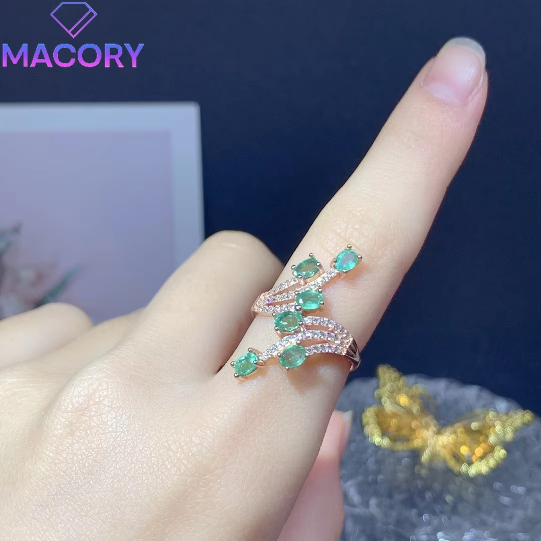 Sterling silver 925 emerald ring female wedding luxury female ring free delivery luxury brand replica gem jewelry