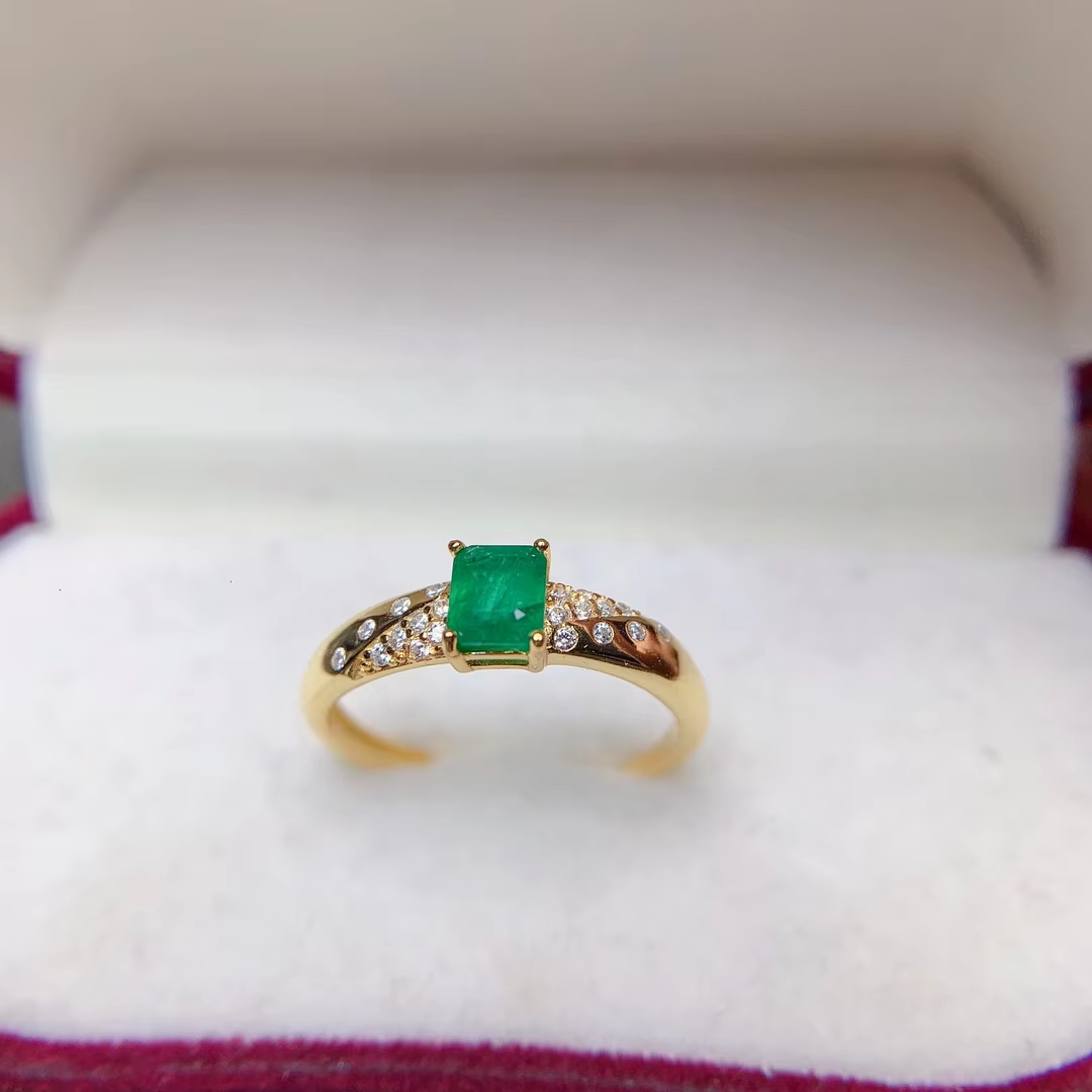 Natural Emerald Fashion Rings 925 Silver Women's Jewelry Square Emerald Zircon Gem Jewelry Finger Rings Wedding Party Gifts