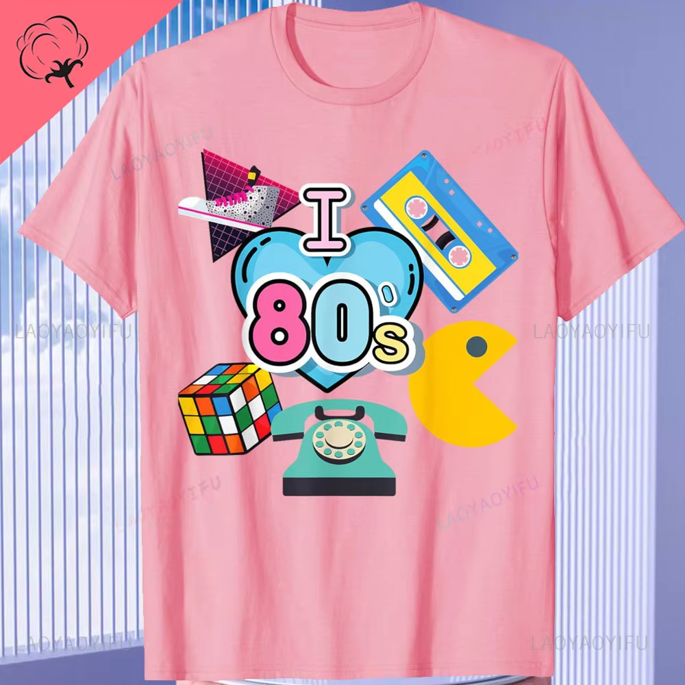 Funny 80's Vintage Design Men's T-shirt Nostalgic I Love The 90's High Quality Cotton Short-sleev Trip Down Memory Lane 80’s Tee