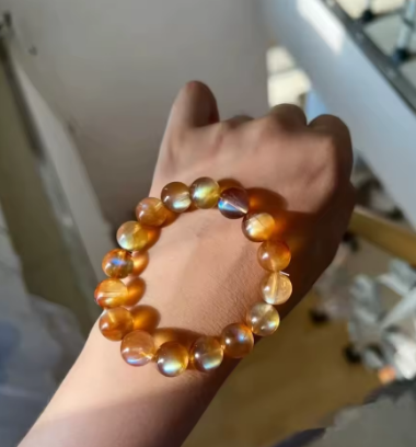Natural Orange Andesine Gemstone Bracelet 7mm Clear Round Beads Women Men Stretch Crystal Labradorite Moonstone Fashion AAAAAAA
